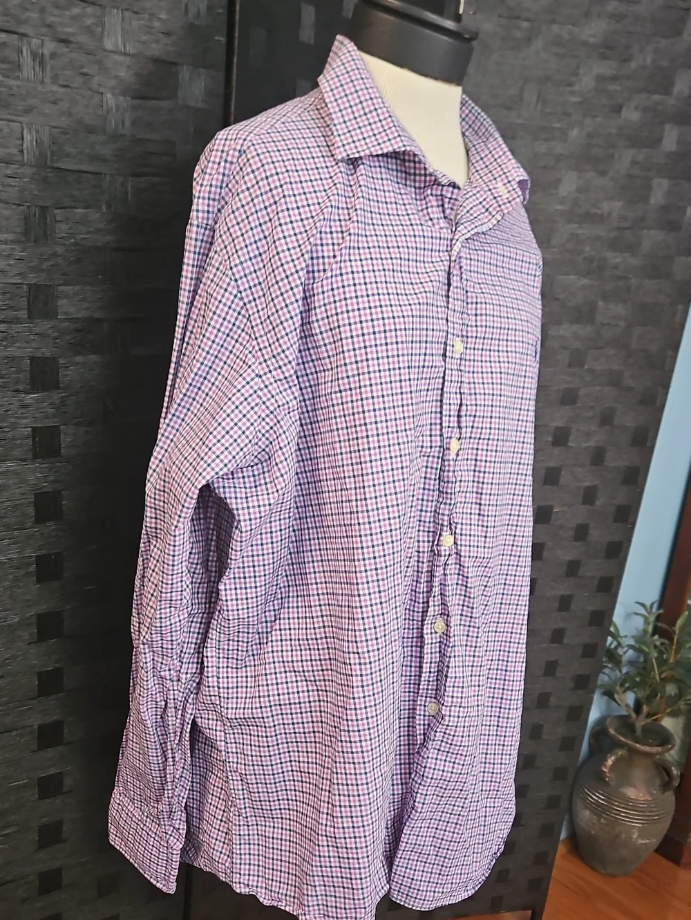 Polo Ralph Lauren Men's Long-Sleeve Check Button-Up Shirt - Lavender/Navy - XXL